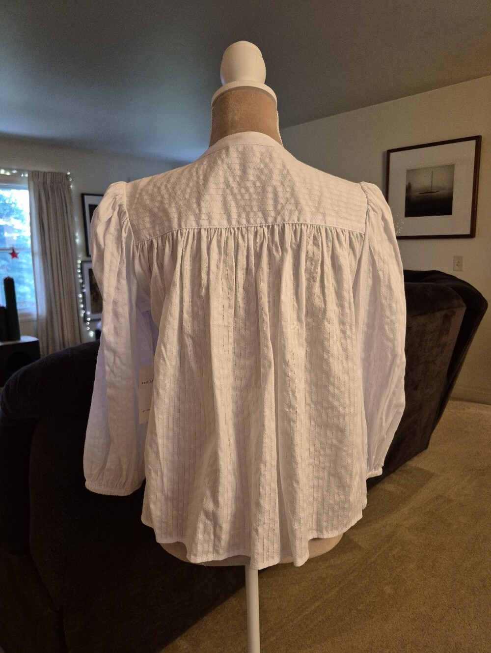 NWT Lot Of 2 Free Assembly Cotton Shirred Button Down Blouses Size XS - Picture 9 of 16